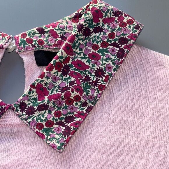 J. Crew Tippi sweater with Liberty collar fresh berry light pink merino wool cot - Picture 11 of 11